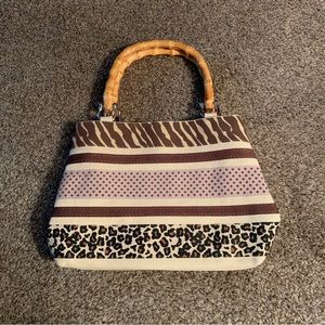 NEW Alexandra Bartlett Wood Handle Purse Safari